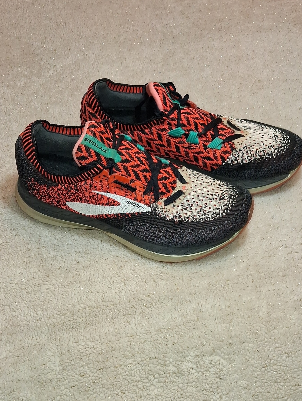 Brooks Women's Black, Orange & White Knit Running Sneakers